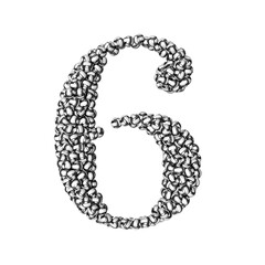 Symbol made of black volleyballs. number 6