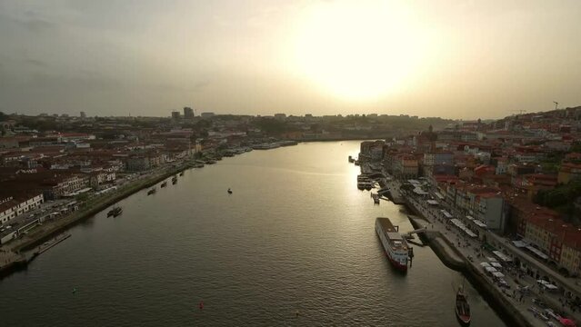 Panoramic view of Porto at sunset