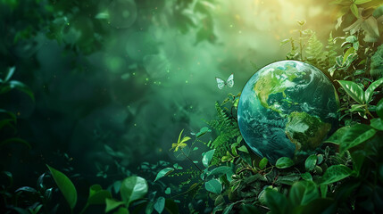 Obraz na płótnie Canvas planet earth in the forest. elements of this image furnished by nasa