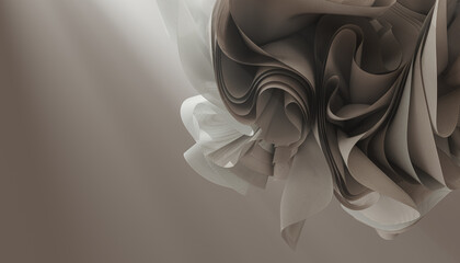 Abstract beige background with layers of textile