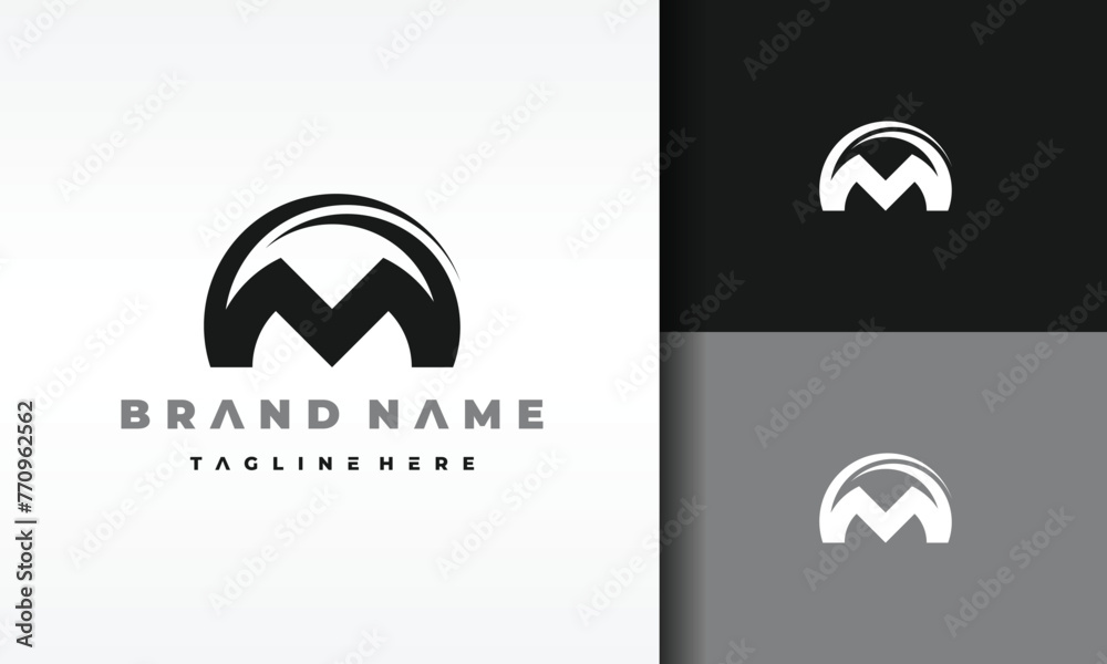 Sticker letter M curved line logo