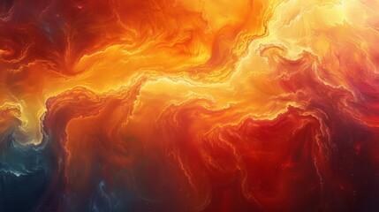 A colorful, swirling galaxy with a bright orange hue. The image is abstract and has a dreamy, otherworldly feel to it - obrazy, fototapety, plakaty