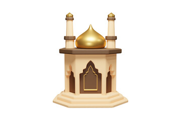 3d mosque design illustration. Mosque icon symbol 