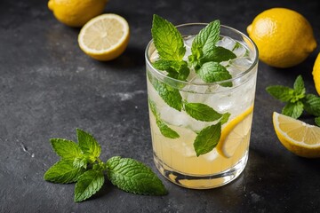 Fototapeta premium Summer cocktail with mint and lemon