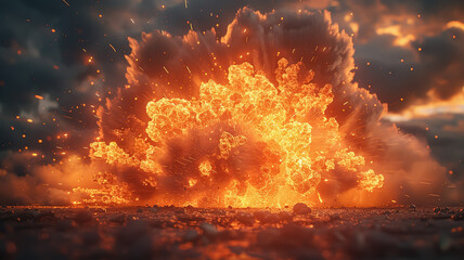 Explosion mit Feuer und Rauch - obrazy, fototapety, plakaty