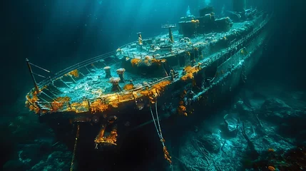 Muurstickers Schipbreuk Dive into the mysterious depths where sunken ships become 