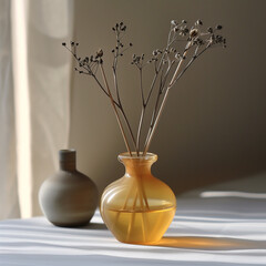 dried flowers in a vase  on light background