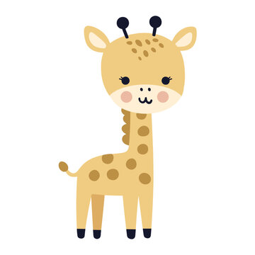 Cute giraffe clipart art for kids. African animal illustration in flat and Scandinavian style for children