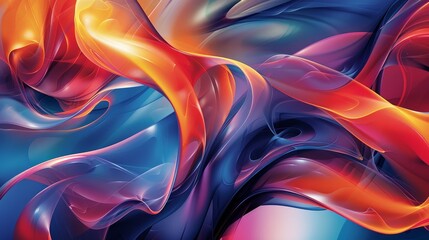 A colorful abstract painting with a red and blue swirl. The painting is full of vibrant colors and has a sense of movement. The red and blue colors seem to be swirling together, creating a dynamic