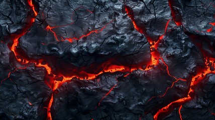 Lava molten texture, top view, volcano magma glow texture in cracking holes Realistic.