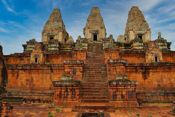Pre Rup - 10th century classical Khmer pyramid temple complex built by Rajendravarman in red...