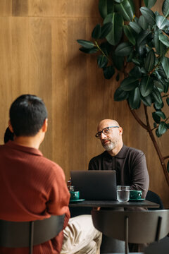Business meeting in cafe