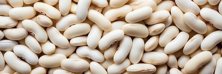 White kidney beans background, banner, texture. Top view of white kidney beans