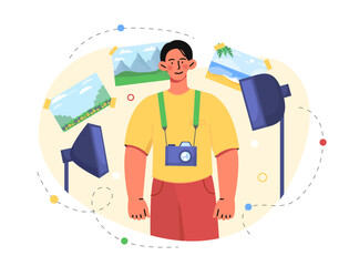Photographer with camera vector