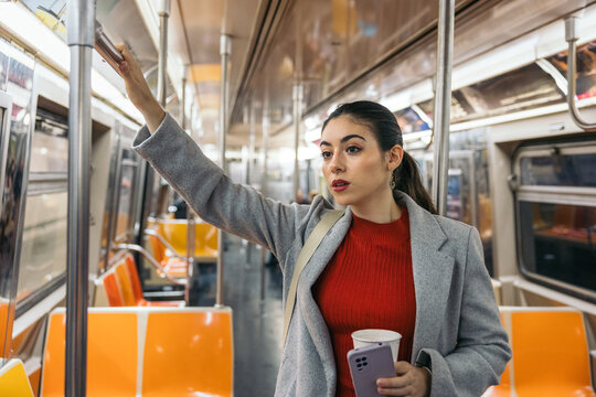 Businesswoman on the subway