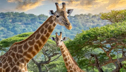 Raamstickers 野生のキリンのイメージ素材。キリンの群れ。Image material of wild giraffe. A herd of giraffes. © seven sheep