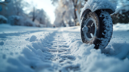 Tire on snowy road