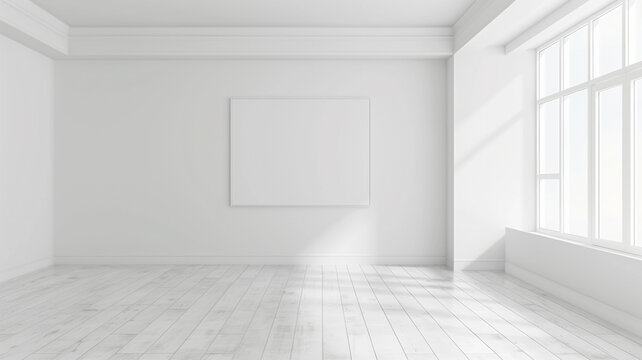 White wall room interior. Nobody empty frame gallery