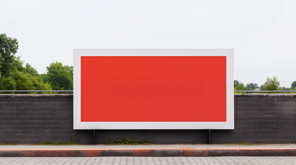 Empty red modern street billboard mockup