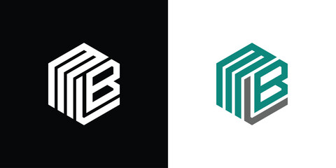 Letter M B Polygon, Hexagonal Minimal and Trendy Professional Logo Design - obrazy, fototapety, plakaty