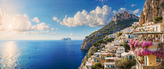 Capri Island on a beautiful summer day in Italy