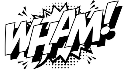 WHAM Text Comic Book Style on Pop Art Dot Background vector 10 eps
