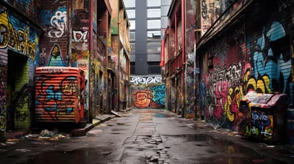 Fotobehang City's Hidden Canvas Graffiti Adorns  © Media Srock