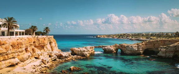 Wandcirkels tuinposter View of coastline of Cyprus beach. © AlenKadr