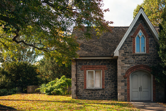 stone cottage in a tranquil place with a sunset light