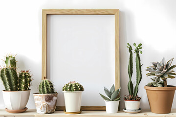 an empty wooden frame mockup