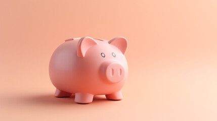 Piggy bank on a pink background. 
