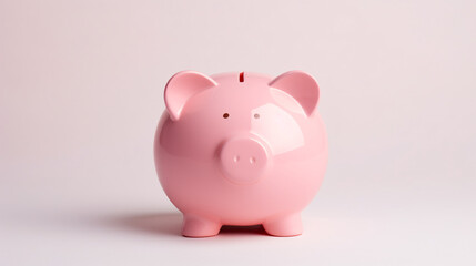 Pink piggy bank isolated on white background, saving money for future