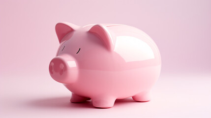 Pink piggy bank on a pink background.