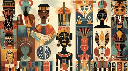 Montage of African Spiritual Leaders in Traditional Attire