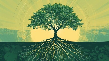 Symbolic Tree Mirroring Human Energy System Illustration