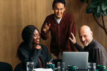 Business meeting in cafeteria