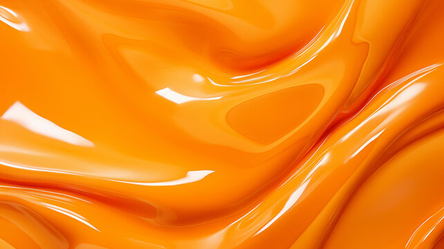 Orange glossy material background; melted latex plastic background image