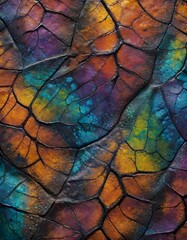 Reptile Skin Pattern in a Mix of Blue, Yellow, and Green, Generative AI