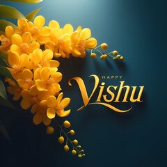 Wallpaper for the festival of vishu with beautiful realistic konna flowers. - obrazy, fototapety, plakaty