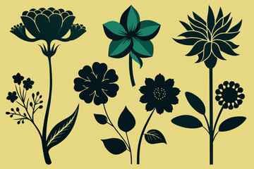 Various species beautiful flowers vector illustration