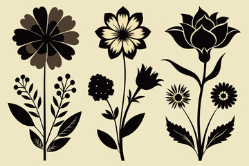 Various species beautiful flowers vector illustration