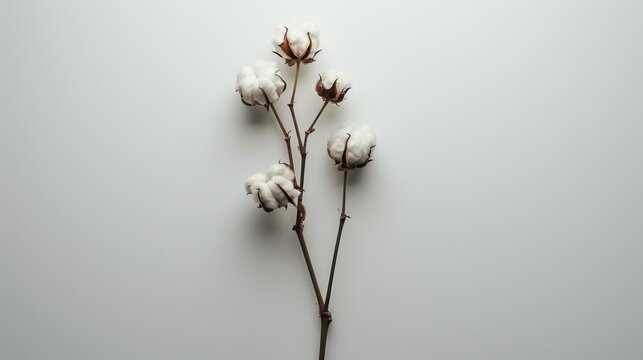 twig with cotton background.