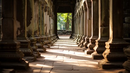 Timeless Symmetry Row of Temple Columns
