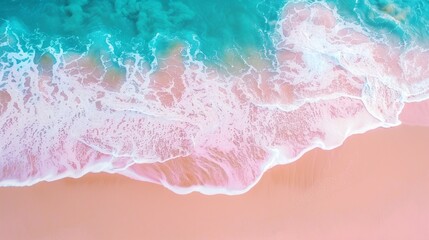 waves on the sandy beach, crushing, ocean, summer, birds eye view, drone