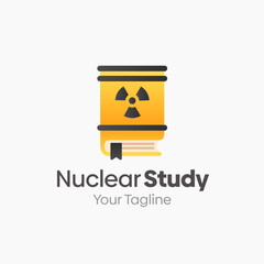 Illustration Vector Graphic Logo of Nuclear Study. Merging Concepts of a Book and Nuclear symbol. Good for Education, Course, Learning, Academy etc