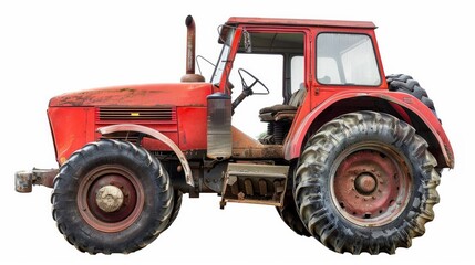 A striking image of a red agricultural tractor