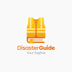 Illustration Vector Graphic Logo of Disaster Guide. Merging Concepts of a Book and Safety Vest Good for Education, Course, Learning, Academy etc