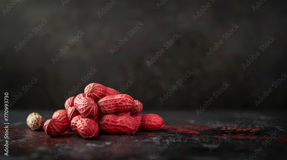 Poster An image of a bunch of red peanuts on a black background.