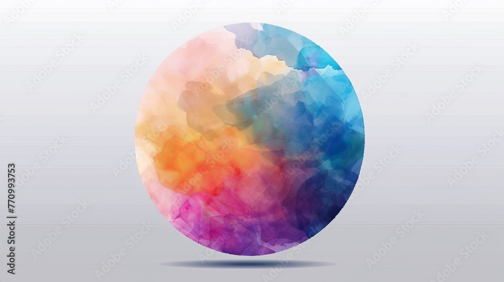 Aufkleber isolated modern watercolor gradient circle on transparent background. vibrant color blending design 