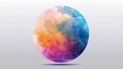 Isolated modern watercolor gradient circle on transparent background. Vibrant color blending design template.
